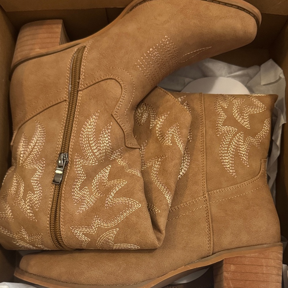 Tan Western Ankle Boots